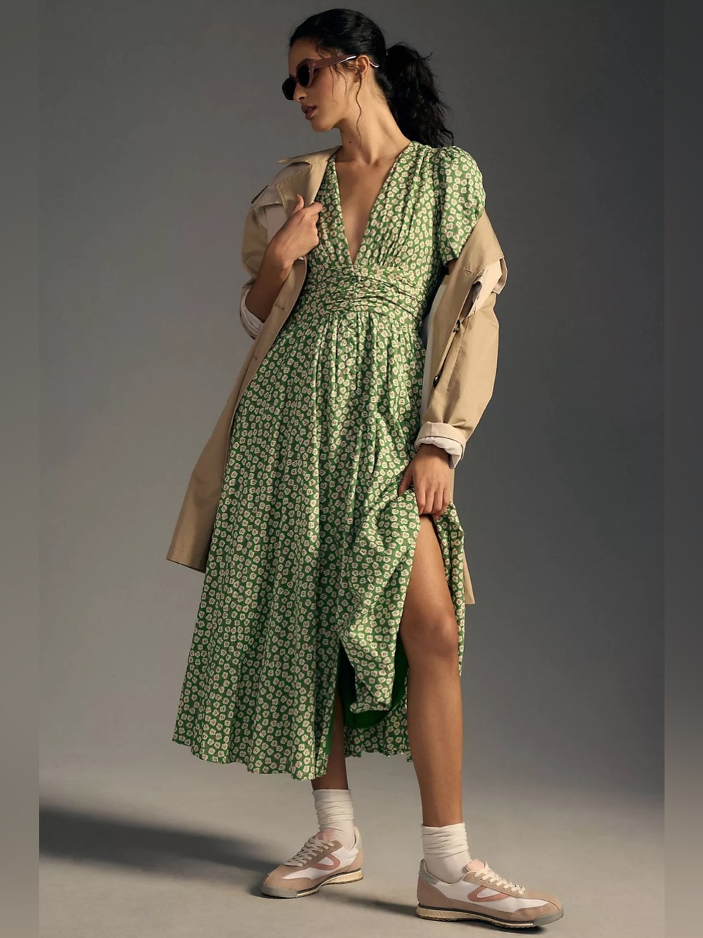 Anthropologie The Catalina Button-Front Midi Dress Size 6 57145